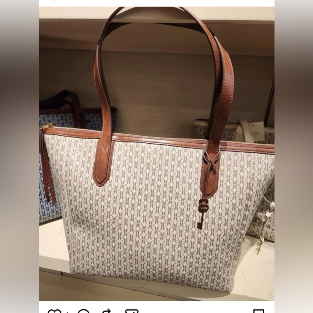 Fossil Brown and Cream Logo Wallet